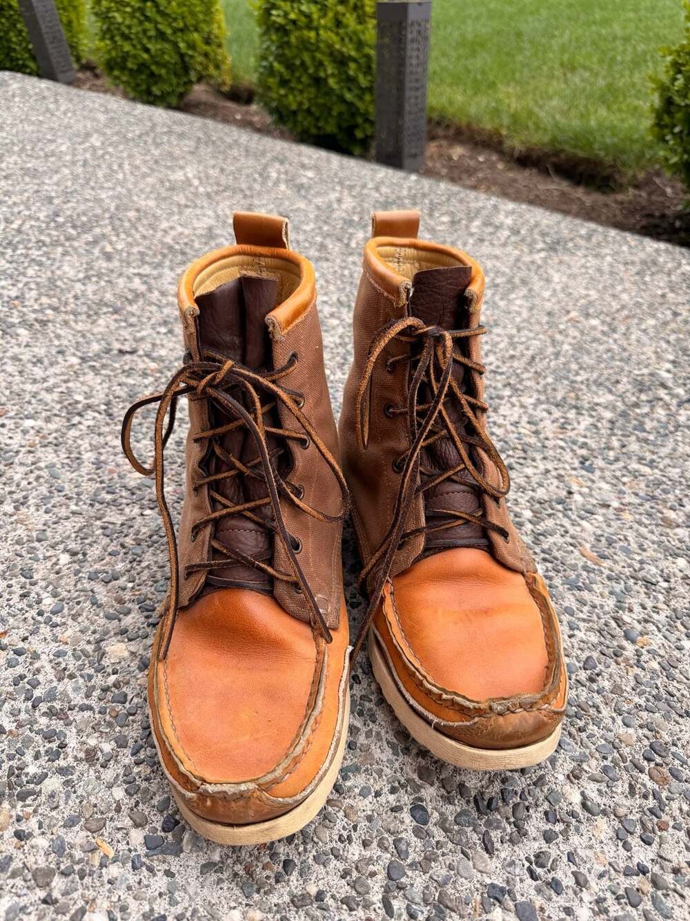 Quoddy Men's Leather and Canvas Moc Toe Boots